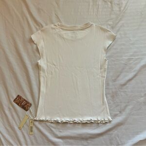 OGL Cream Fitted Cap Sleeve Ruffled Tee